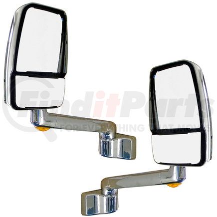 714689 by VELVAC - 2030 Series Door Mirror - Chrome, 10" Lighted Arm, Deluxe Head, Driver and Passenger Side