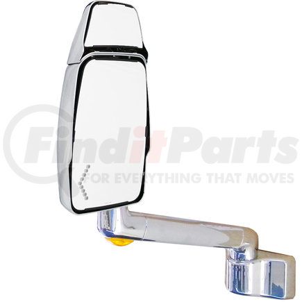 714687 by VELVAC - 2030 Series Door Mirror - Chrome, 12" Radius Base, 10" Lighted Arm, Driver Side