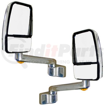 714722 by VELVAC - 2030 Series Door Mirror - Chrome, 9" Radius Base, 14" Lighted Arm, Deluxe Head, Driver and Passenger Side