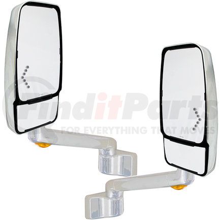 715217-7 by VELVAC - 2030 Series Door Mirror - Chrome, 10" Lighted Arm, VMAX II Head, Driver and Passenger Side