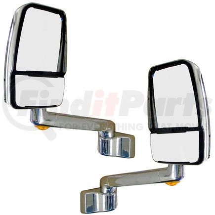 715284-4 by VELVAC - 2030 Series Door Mirror - Chrome, 9" Radius Base, 14" Lighted Arm, Deluxe Head, LH/RH