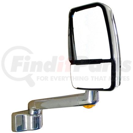 715288-4 by VELVAC - 2030 Series Door Mirror - Chrome, 12" Radius Base, 14" Lighted Arm, Deluxe Head, Passenger Side