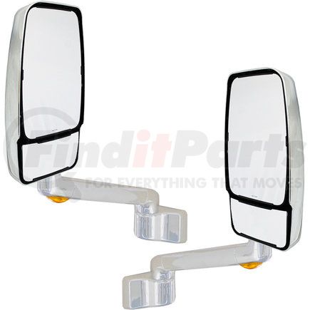 715487 by VELVAC - 2030 Series Door Mirror - Chrome, 9" Radius Base, 10" Lighted Arm, VMAX II Head, Driver and Passenger Side