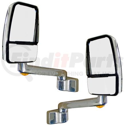 715495-7 by VELVAC - 2030 Series Door Mirror - Chrome, 12" Radius Base, 10" Lighted Arm, Deluxe Head, Driver and Passenger Side