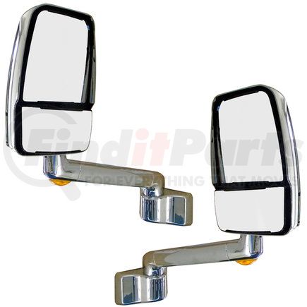 715684 by VELVAC - 2030 Series Door Mirror - Chrome, 14" Lighted Arm, Deluxe Head, Driver and Passenger Side