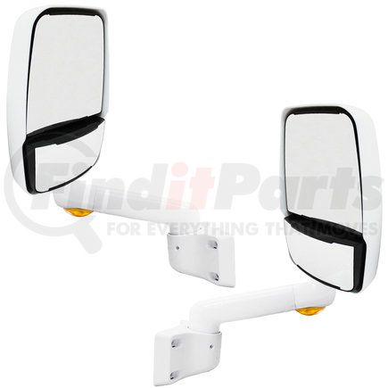 715759-7 by VELVAC - 2030 Series Door Mirror - White, 9" Radius Base, 14" Lighted Arm, Deluxe Head, Driver and Passenger Side