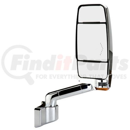 719282 by VELVAC - 2030 Series Door Mirror - Chrome, 17" Lighted Arm, VMAX II Head, Passenger Side