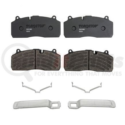 23D1583 by TORQSTOP - Disc Brake Pad Set - with Hardware, FMSI No. D1583-8795, 23K GAWR