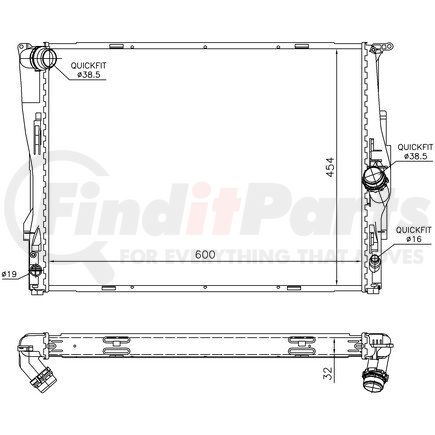 60786A by NISSENS - Radiator - Aluminum Core, Plastic Tank, 17.87" x 23.62" x 1.26", Cap and Hardware Included