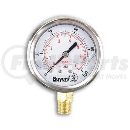 hpgs100 by BUYERS PRODUCTS - Multi-Purpose Pressure Gauge - Silicone Filled, Stem Mount, 0-100 PSI