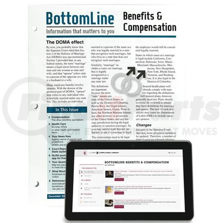 20843 by JJ KELLER - BottomLine Benefits & Compensation: Information That Matters To You - Print, 1-Yr. Subscription