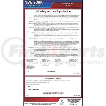 39477 by JJ KELLER - New York Right to Know and Workplace Safety & Health for Public Employees Poster - Laminated Poster