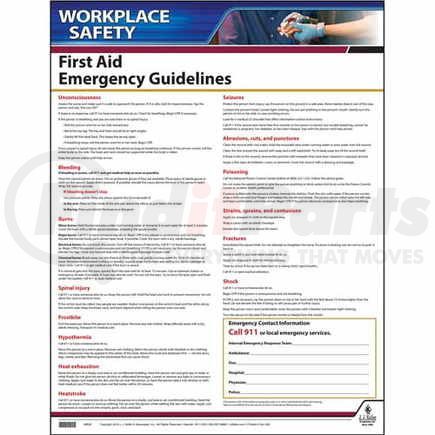 JJ Keller 39508 First Aid Guidelines Instructional Chart - English Poster