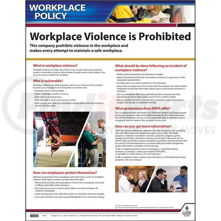 39522 by JJ KELLER - Workplace Violence Policy Poster - Laminated Poster