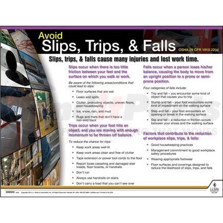 JJ Keller 40338 Slips Trips Falls Instructional Chart - Slips, Trips & Falls Instructional Chart