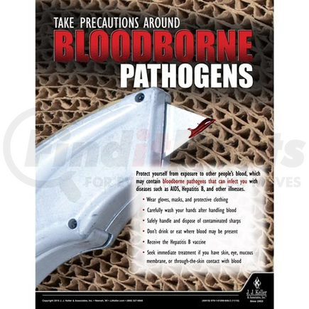 40410 by JJ KELLER - Bloodborne Pathogens - Workplace Safety Training Poster - "Take Precautions Around Bloodborne Pathogens"