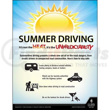 45936 by JJ KELLER - Summer Driving - Driver Awareness Safety Poster - "Summer Driving - It's not the HEAT, it's the Unpredictability"