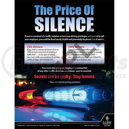 JJ Keller 45983 The Price Of Silence - Motor Carrier Safety Poster - "The Price Of Silence"