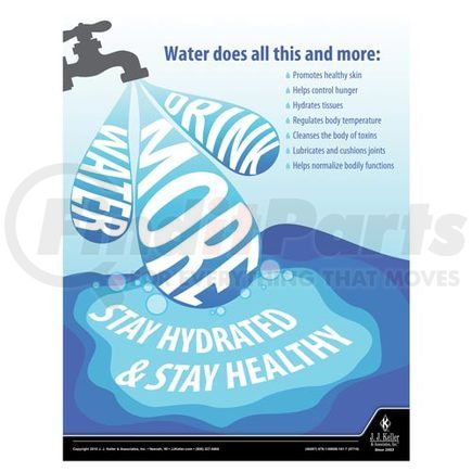 JJ Keller 46097 Drink More Water - Health & Wellness Awareness Poster - "Water Does All This and More