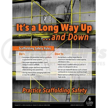 JJ Keller 49382 It's A Long Way Up - Construction Safety Poster - "It's a Long Way Up...and Down"
