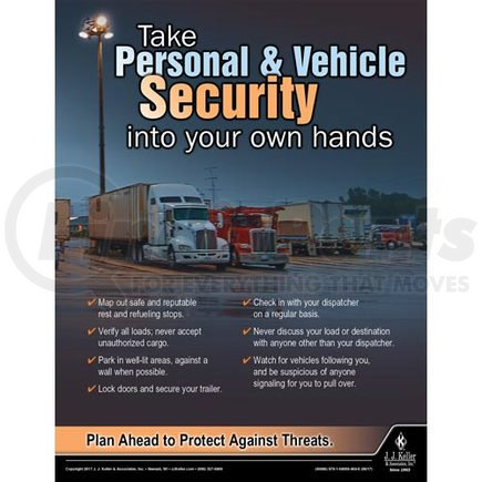 49986 by JJ KELLER - Vehicle Security - Driver Awareness Safety Poster - "Take Personal & Vehicle Security Into Your Own Hands"