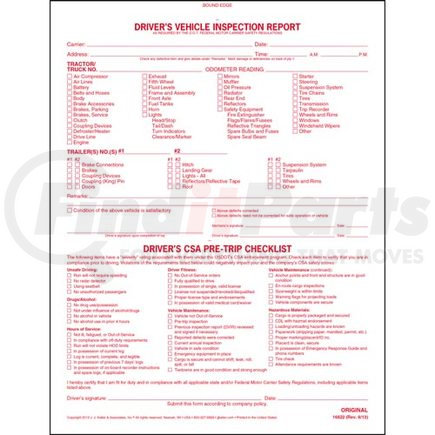 16822 by JJ KELLER - Detailed Driver's Vehicle Inspection Report w/CSA ...