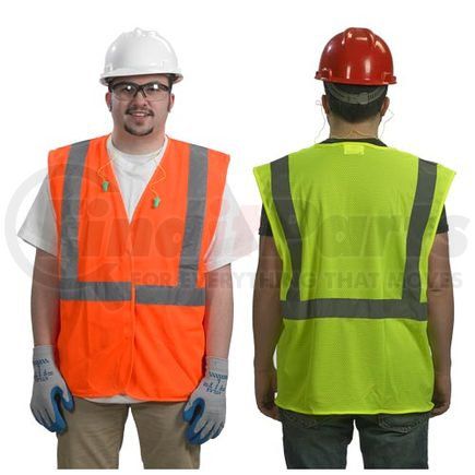 JJ Keller 28826 Type R Class 2 Safety Vest - Mesh, No Pockets by PIP - Lime, Medium
