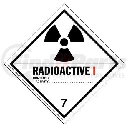 694 by JJ KELLER - Class 7 Radioactive I Labels - Paper, 500 Labels/Roll