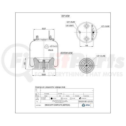 39648KPP by AIRTECH AIR SPRINGS - 137172 - Air Spring, Plastic Base/Type