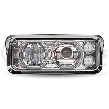 TLED-H100 by TRUX - Universal Chrome LED Projector Headlight Assembly with Auxiliary Halo Rings (Driver Side)