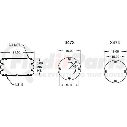 Firestone W013587276 Suspension Air Spring Kit Air Spring Triple Convoluted 320