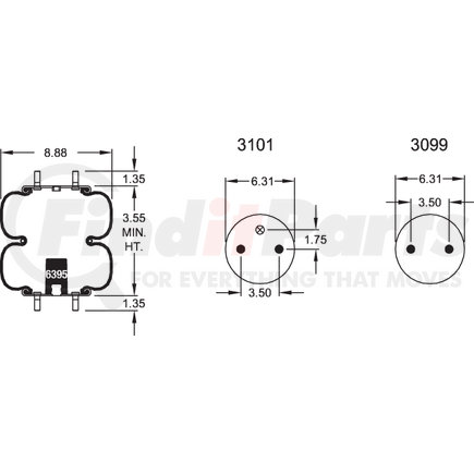 Firestone W013586960 Suspension Air Spring Kit 20F2 AIR SPRING