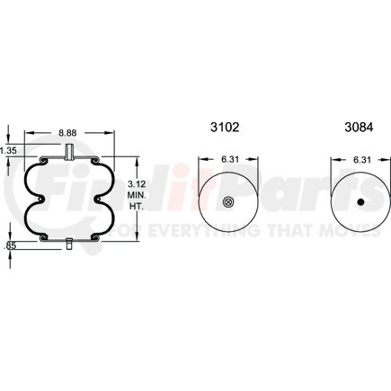 W013586886 by FIRESTONE - Airide Air Spring Double Convoluted 20-1