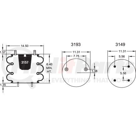 W013587847 by FIRESTONE - Air Spring Triple Convoluted 333