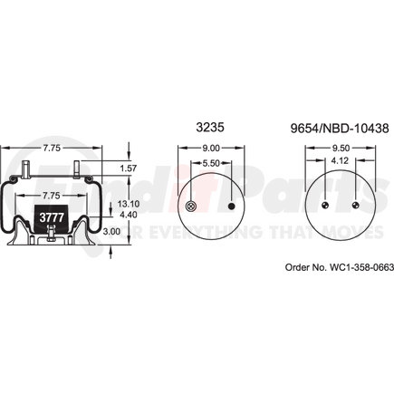Firestone W013589650 Suspension Air Spring Kit 1T15T1 AIR SPRING