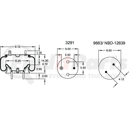 Firestone W013589566 Suspension Air Spring Kit Airide Air Spring Reversible Sleeve 1T15LC-2.5