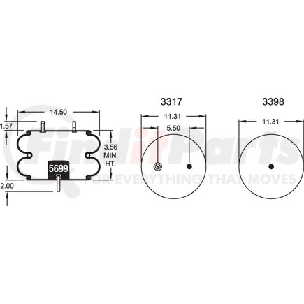 Firestone W013588171 Suspension Air Spring Kit 21D AIR SPRING