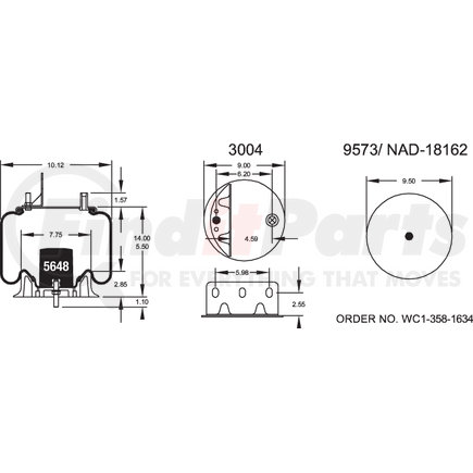 Firestone W013588816 Suspension Air Spring Kit Airide Air Spring Reversible Sleeve 1T15M-4