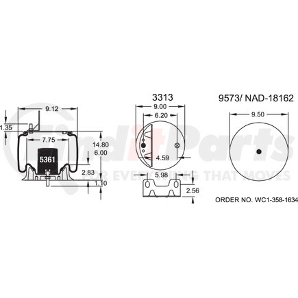 Firestone W013589284 Suspension Air Spring Kit 1T15L3 AIR SPRING