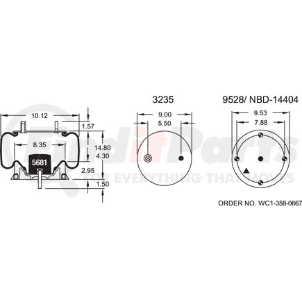 Firestone W013589578 Suspension Air Spring Kit Airide Air Spring Reversible Sleeve 1T15V-3