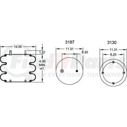 W013587859 by FIRESTONE - Air Spring Triple Convoluted 333
