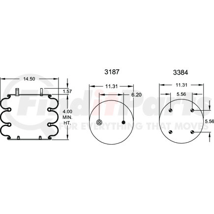 Firestone W013587872 Suspension Air Spring Kit Air Spring Triple Convoluted 333