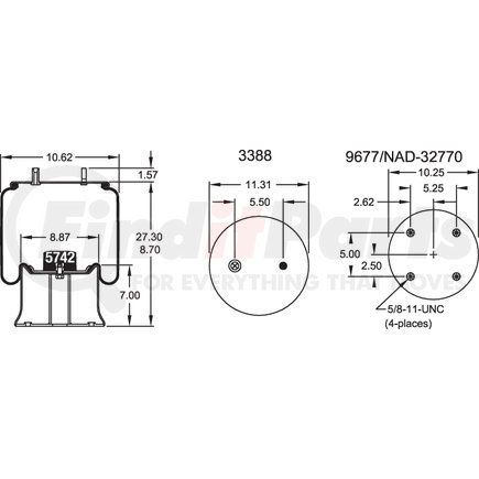 Firestone W013589214 Suspension Air Spring Kit Airide Air Spring Reversible Sleeve 1T19F-11