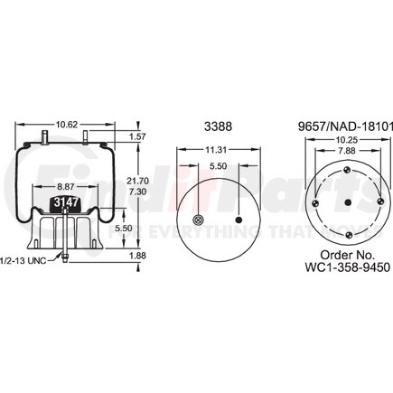 W013588776 by FIRESTONE - Airide Air Spring Reversible Sleeve 1T19L-7