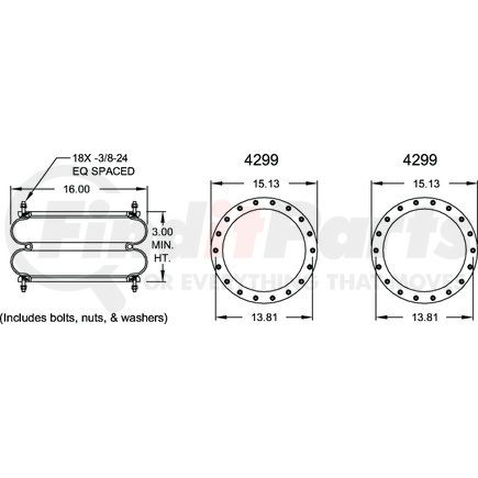 Firestone W013587244 Suspension Air Spring Kit Airide Air Spring Double Convoluted 201