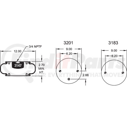 Firestone W013587043 Suspension Air Spring Kit 19B.75 AIR SPRING