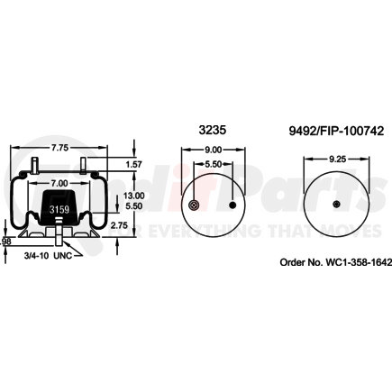 Firestone W013585765 Suspension Air Spring Kit 1T15TM1 AIR SPRING