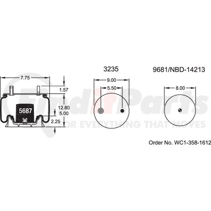 Firestone W013585771 Suspension Air Spring Kit 1T15TQ1 AIR SPRING