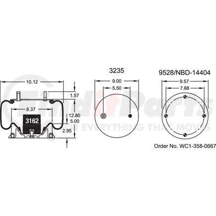 W013589249 by FIRESTONE - Airide Air Spring Reversible Sleeve 1T15V-1