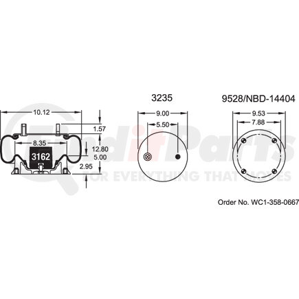 Firestone W013589251 Suspension Air Spring Kit Airide Air Spring Reversible Sleeve 1T15V-1